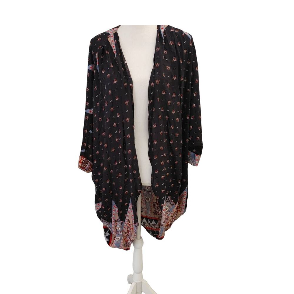 Lemon Tree Open Front Cardigan Lightweight Multicolor Small